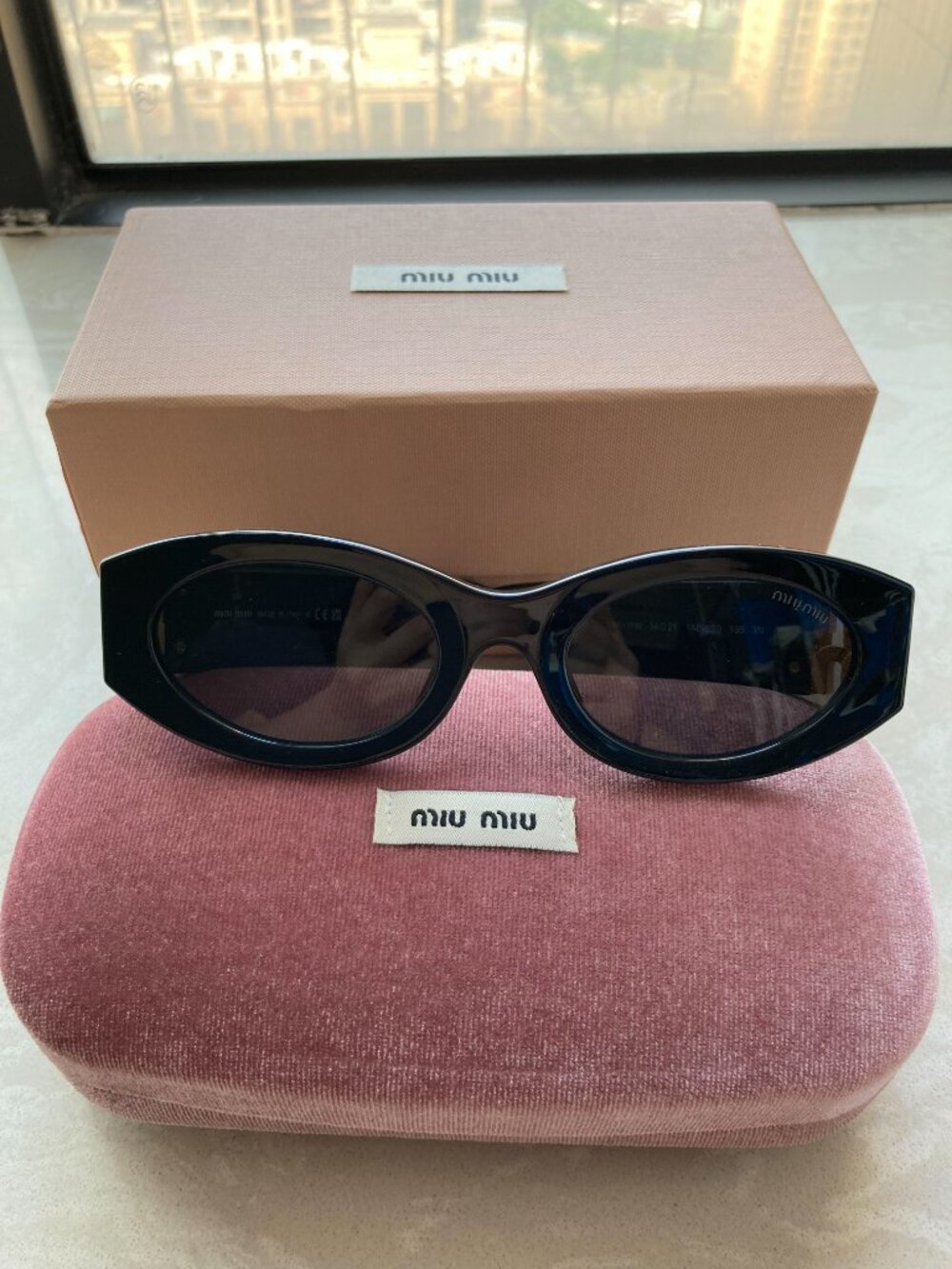 Miu Miu Black Sunglasses Gold Logo